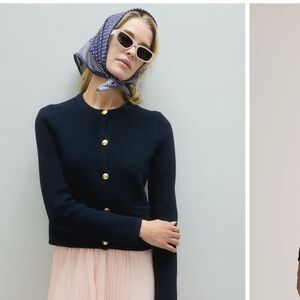 nwot | organic Cotton Sweater-Jacket Quince | m | navy